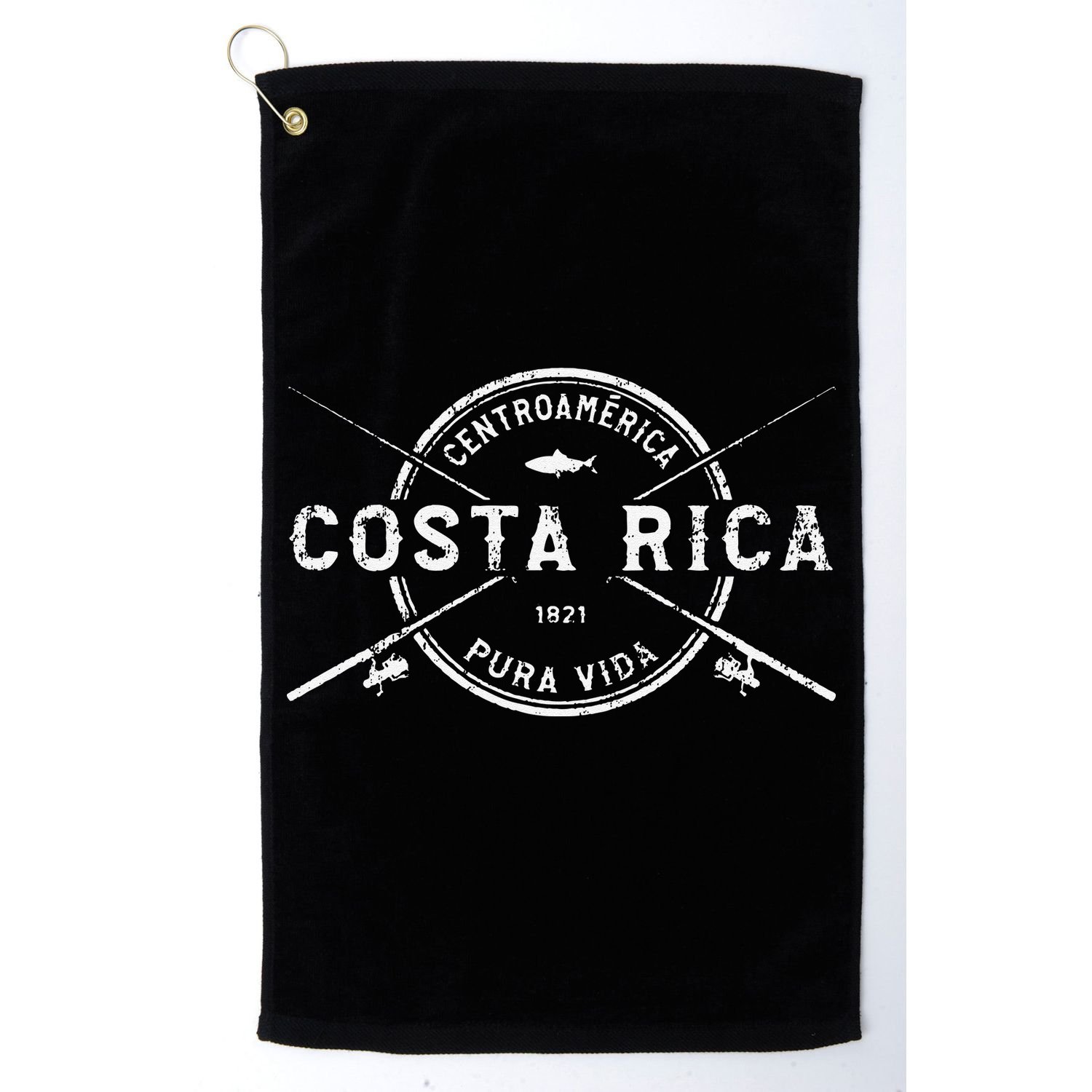 Costa Rica Vintage Crossed Fishing Rods Golf Towel
