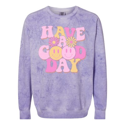 Cute Retro Vintage Hippy 60s Have A Good Day Colorblast Crewneck Sweatshirt