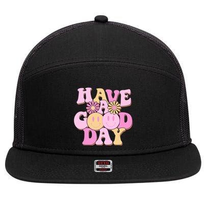 Cute Retro Vintage Hippy 60s Have A Good Day 7 Panel Mesh Trucker Snapback Hat