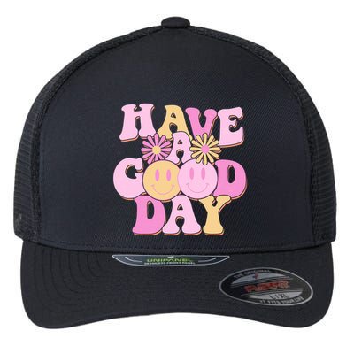 Cute Retro Vintage Hippy 60s Have A Good Day Flexfit Unipanel Trucker Cap
