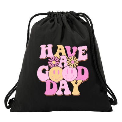 Cute Retro Vintage Hippy 60s Have A Good Day Drawstring Bag