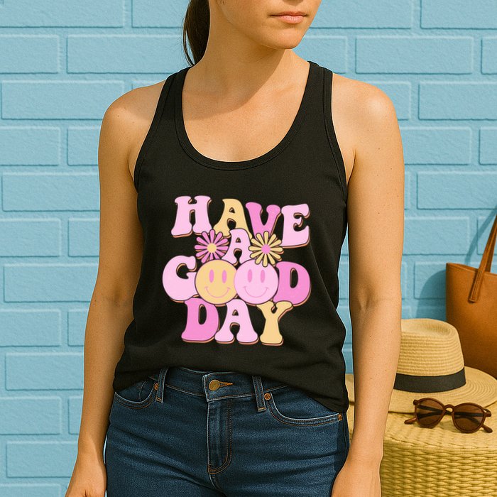 Cute Retro Vintage Hippy 60s Have A Good Day Womens Tank Top