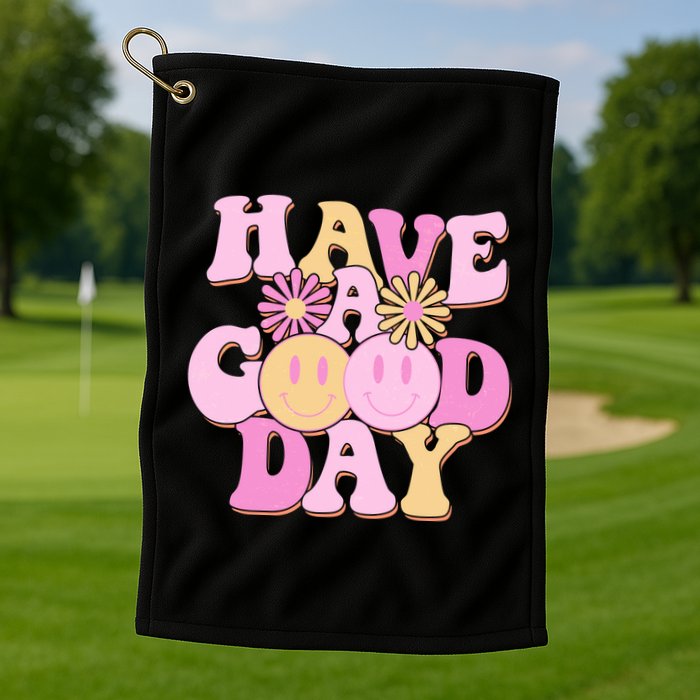 Cute Retro Vintage Hippy 60s Have A Good Day Golf Towel