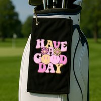 Cute Retro Vintage Hippy 60s Have A Good Day Golf Towel