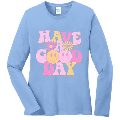 Cute Retro Vintage Hippy 60s Have A Good Day Ladies Long Sleeve Shirt