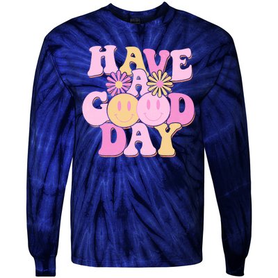 Cute Retro Vintage Hippy 60s Have A Good Day Tie-Dye Long Sleeve Shirt