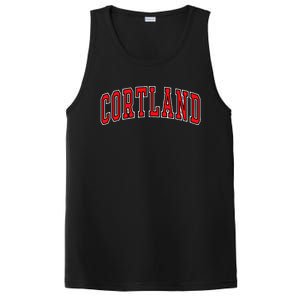 Cortland Red Varsity Arched Text Cortland Ny PosiCharge Competitor Tank