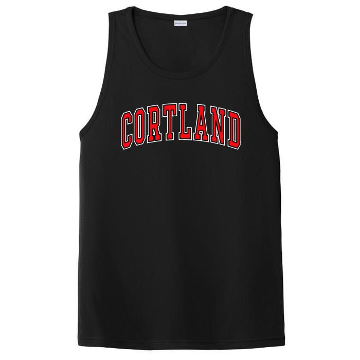 Cortland Red Varsity Arched Text Cortland Ny PosiCharge Competitor Tank