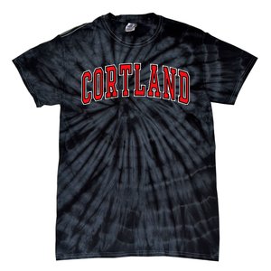 Cortland Red Varsity Arched Text Cortland Ny Tie-Dye T-Shirt