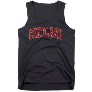 Cortland Red Varsity Arched Text Cortland Ny Tank Top