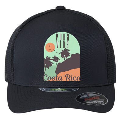 Costa Rica Vintage Retro Souvenir Gift Flexfit Unipanel Trucker Cap