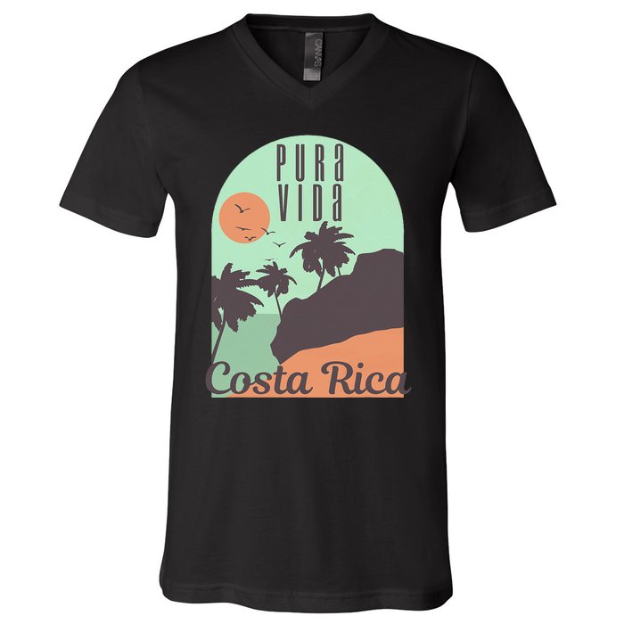 Costa Rica Vintage Retro Souvenir Gift V-Neck T-Shirt