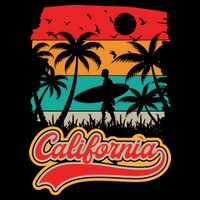 California Retro Vintage Print Button
