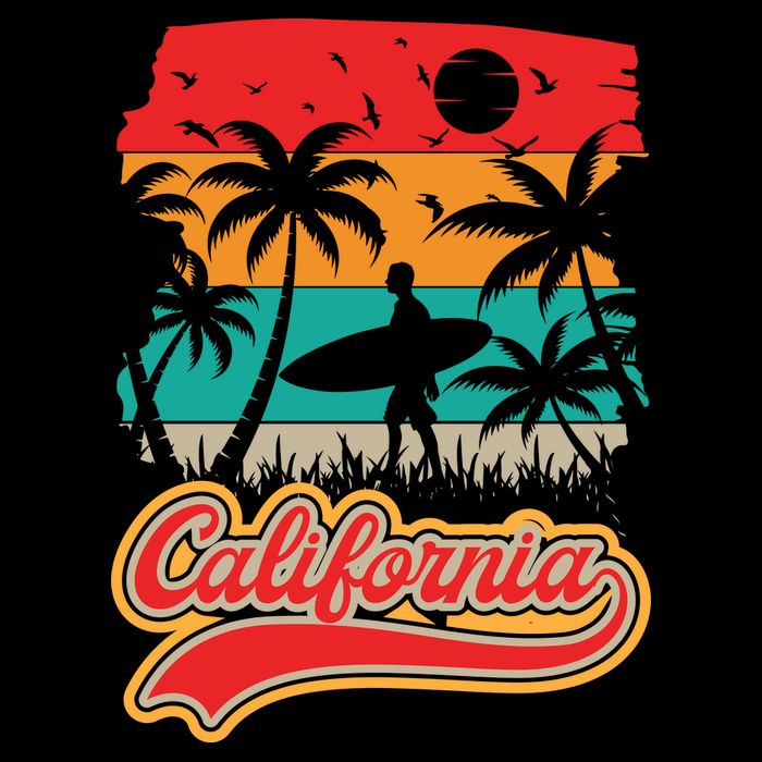 California Retro Vintage Print Button