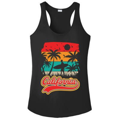 California Retro Vintage Print Ladies PosiCharge Competitor Racerback Tank
