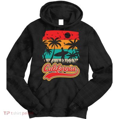 California Retro Vintage Print Tie Dye Hoodie