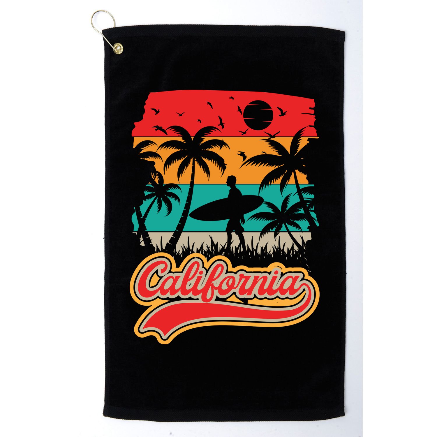 California Retro Vintage Print Golf Towel