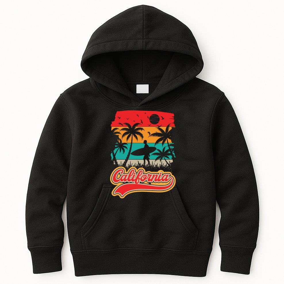California Retro Vintage Print Kids Hoodie