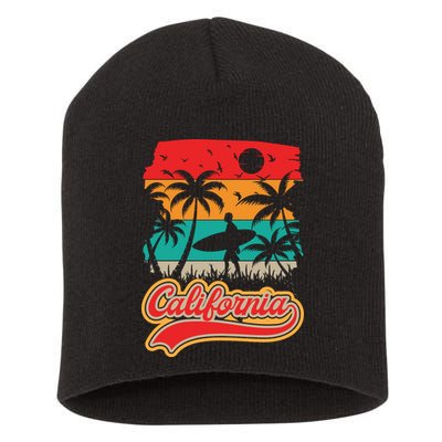 California Retro Vintage Print Short Acrylic Beanie