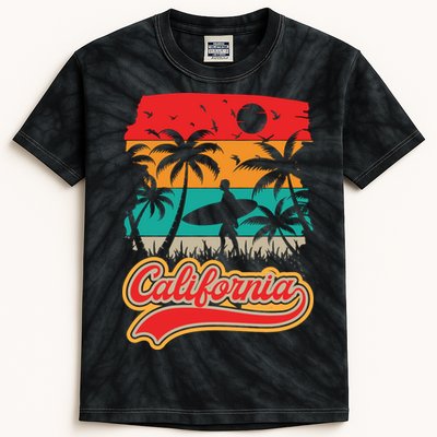 California Retro Vintage Print Kids Tie-Dye T-Shirt
