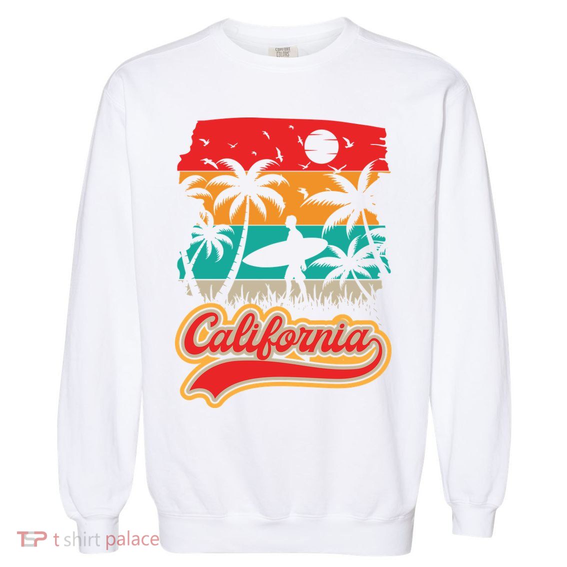 California Retro Vintage Print Garment-Dyed Sweatshirt