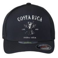 Costa Rica Vintage Pura Vida Mermaid Nautical Flexfit Unipanel Trucker Cap