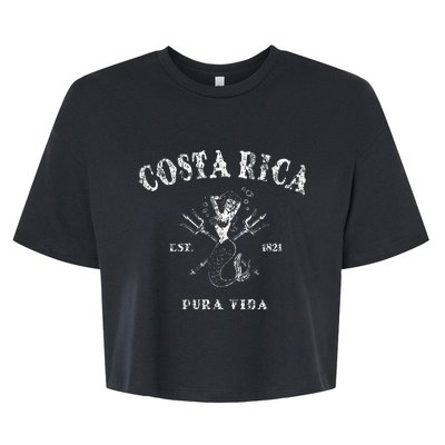 Costa Rica Vintage Pura Vida Mermaid Nautical Bella+Canvas Jersey Crop Tee