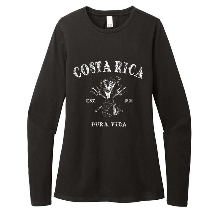 Costa Rica Vintage Pura Vida Mermaid Nautical Womens CVC Long Sleeve Shirt