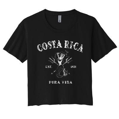 Costa Rica Vintage Pura Vida Mermaid Nautical Women's Crop Top Tee