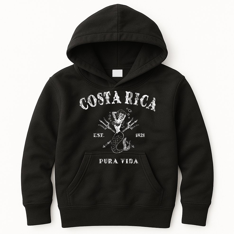 Costa Rica Vintage Pura Vida Mermaid Nautical Kids Hoodie