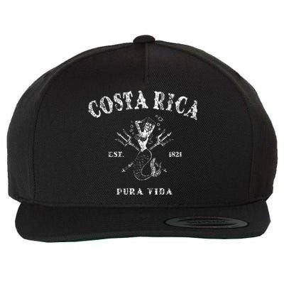 Costa Rica Vintage Pura Vida Mermaid Nautical Wool Snapback Cap