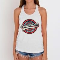 Connecticut Retro Vintage Mountains Nature Hiking Women's Knotted Racerback Tank