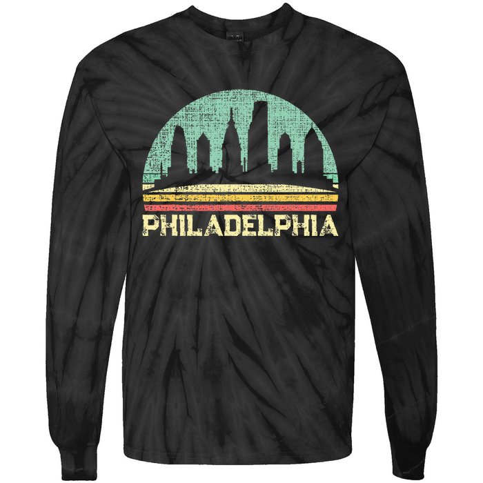 Classic Retro Vintage Philadelphia City Pennsylvania Tie-Dye Long Sleeve Shirt