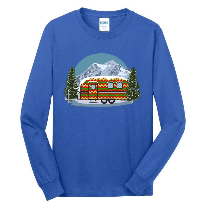 Christmas Retro Vintage Vacation Rv Camp Camper Funny Xmas Funny Gift Tall Long Sleeve T-Shirt