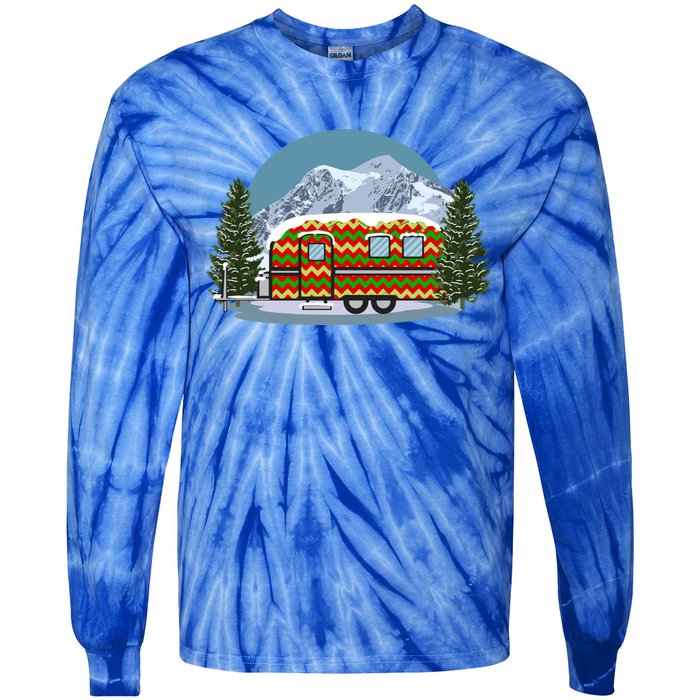 Christmas Retro Vintage Vacation Rv Camp Camper Funny Xmas Funny Gift Tie-Dye Long Sleeve Shirt