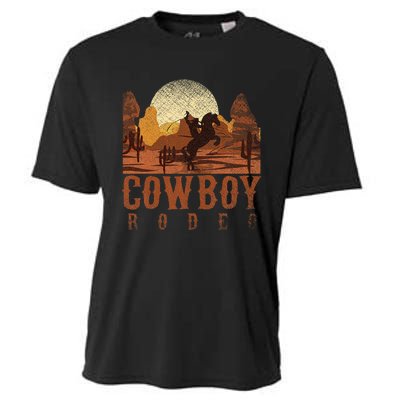 Cowboy Rodeo Western Texan Gift Horseback Riding Cowboy Cooling Performance Crew T-Shirt