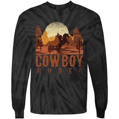 Cowboy Rodeo Western Texan Gift Horseback Riding Cowboy Tie-Dye Long Sleeve Shirt