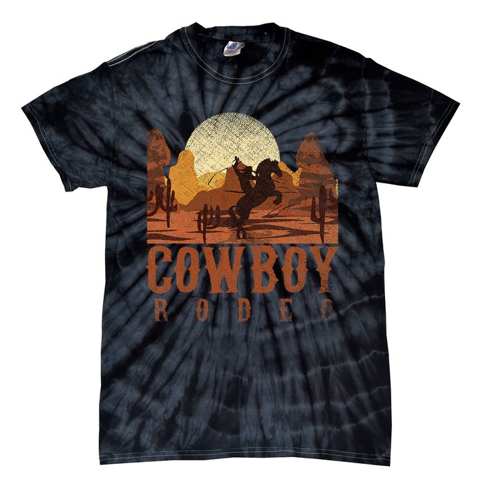 Cowboy Rodeo Western Texan Gift Horseback Riding Cowboy Tie-Dye T-Shirt