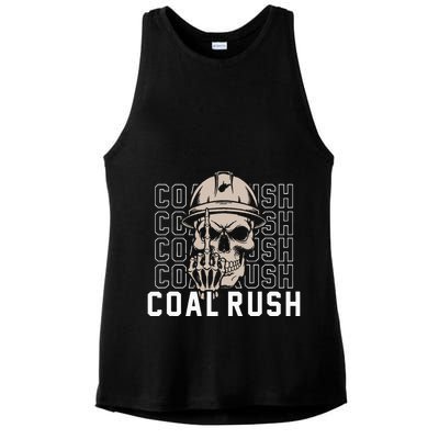 Coal Rush West Virginia Skull Coal Miner Hard Hat Ladies PosiCharge Tri-Blend Wicking Tank