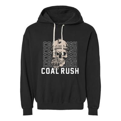 Coal Rush West Virginia Skull Coal Miner Hard Hat Garment-Dyed Fleece Hoodie