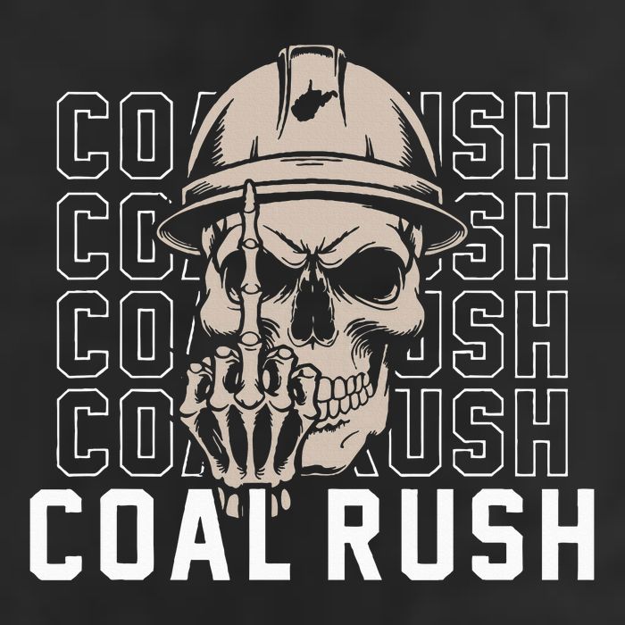 Coal Rush West Virginia Skull Coal Miner Hard Hat 7 Panel Mesh Trucker Snapback Hat