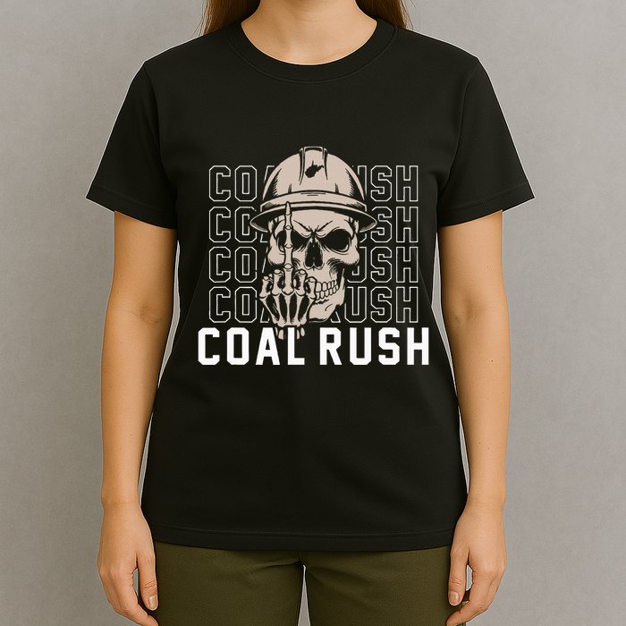 Coal Rush West Virginia Skull Coal Miner Hard Hat T-Shirt