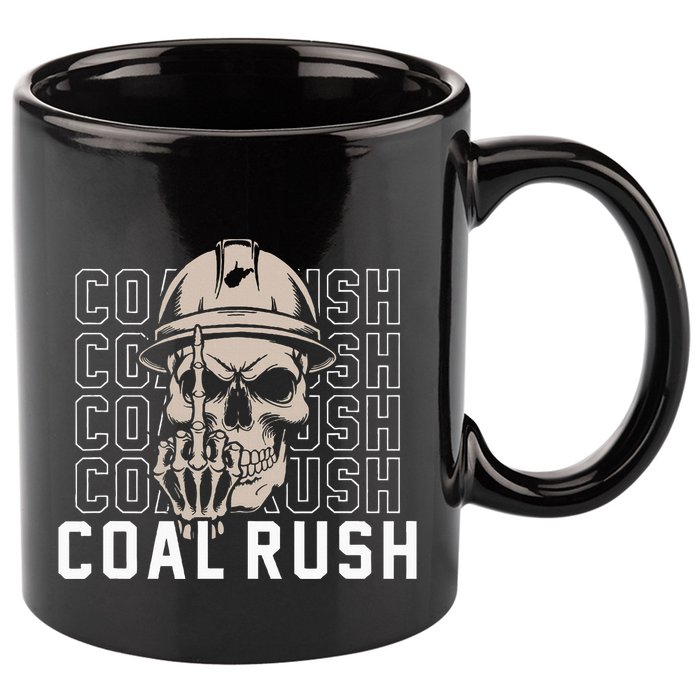 Coal Rush West Virginia Skull Coal Miner Hard Hat 11oz C Handle Ceramic Mug