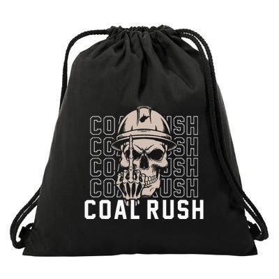 Coal Rush West Virginia Skull Coal Miner Hard Hat Drawstring Bag