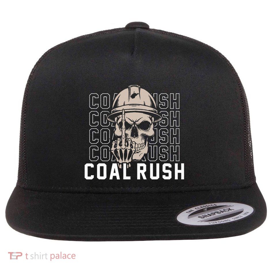 Coal Rush West Virginia Skull Coal Miner Hard Hat Flatbill Hat