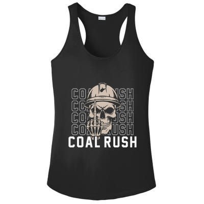 Coal Rush West Virginia Skull Coal Miner Hard Hat Ladies PosiCharge Competitor Racerback Tank