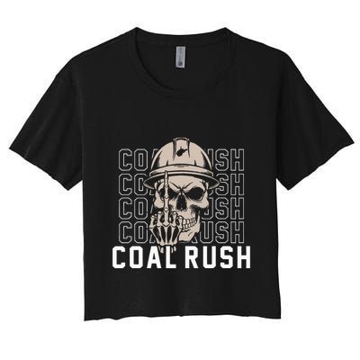 Coal Rush West Virginia Skull Coal Miner Hard Hat Crop Top