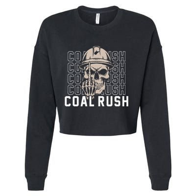 Coal Rush West Virginia Skull Coal Miner Hard Hat Cropped Pullover Crew