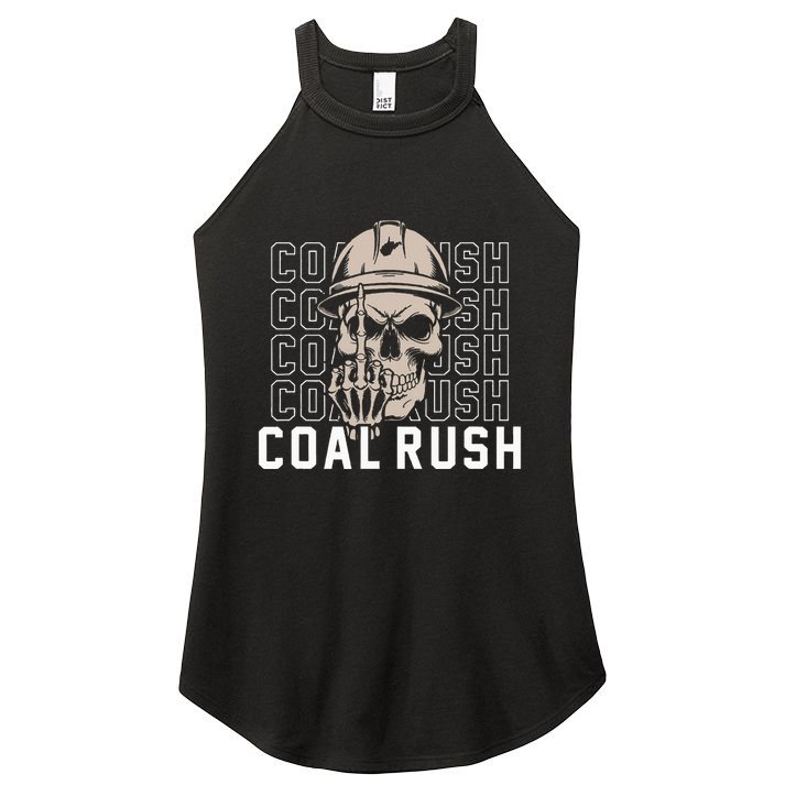 Coal Rush West Virginia Skull Coal Miner Hard Hat Women's Perfect Tri Rocker Tank