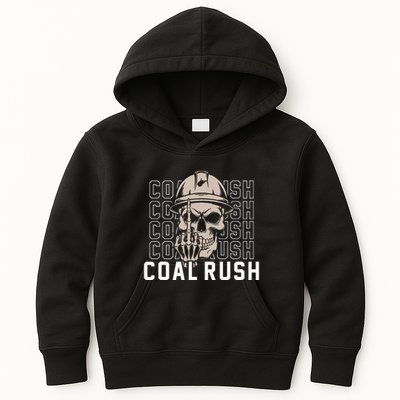 Coal Rush West Virginia Skull Coal Miner Hard Hat Kids Hoodie